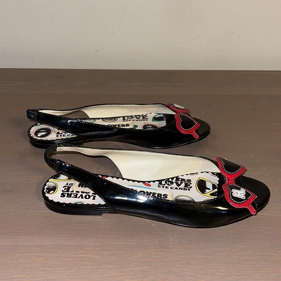 Harajuku Lovers Black Patent Leather Peep Toe Flats - Women’s Size 7 - Picture 6 of 11
